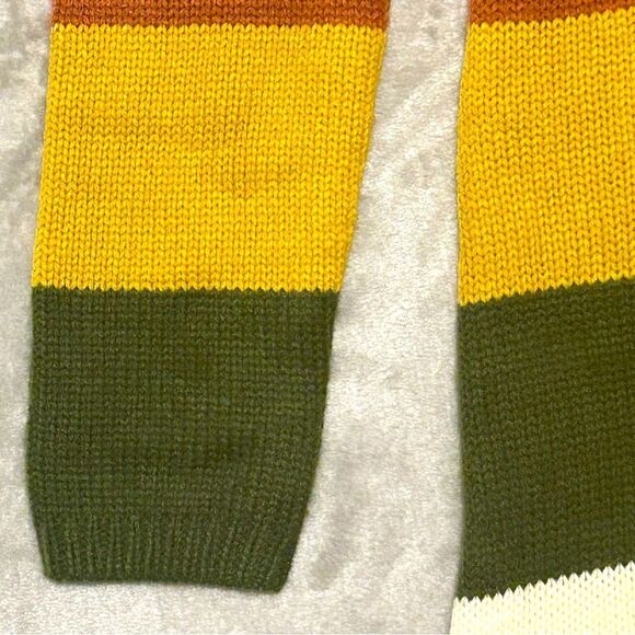 Peach Love Dress Stripes Multi-Color Cable Knit Preppy Mini Long Sleeve - Picture 6 of 10